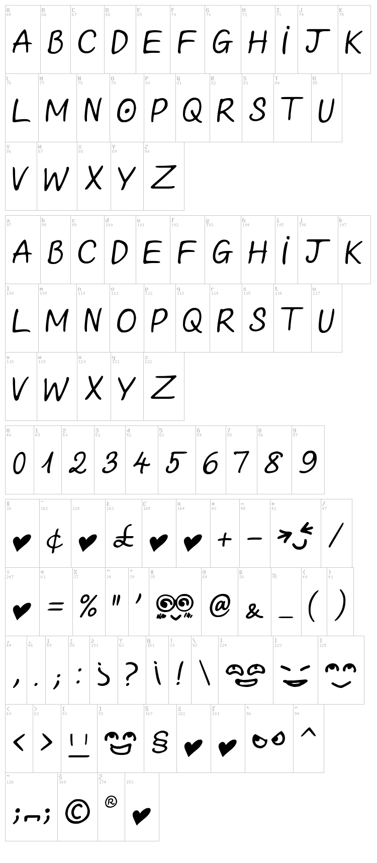 Looong time no see Sam font map